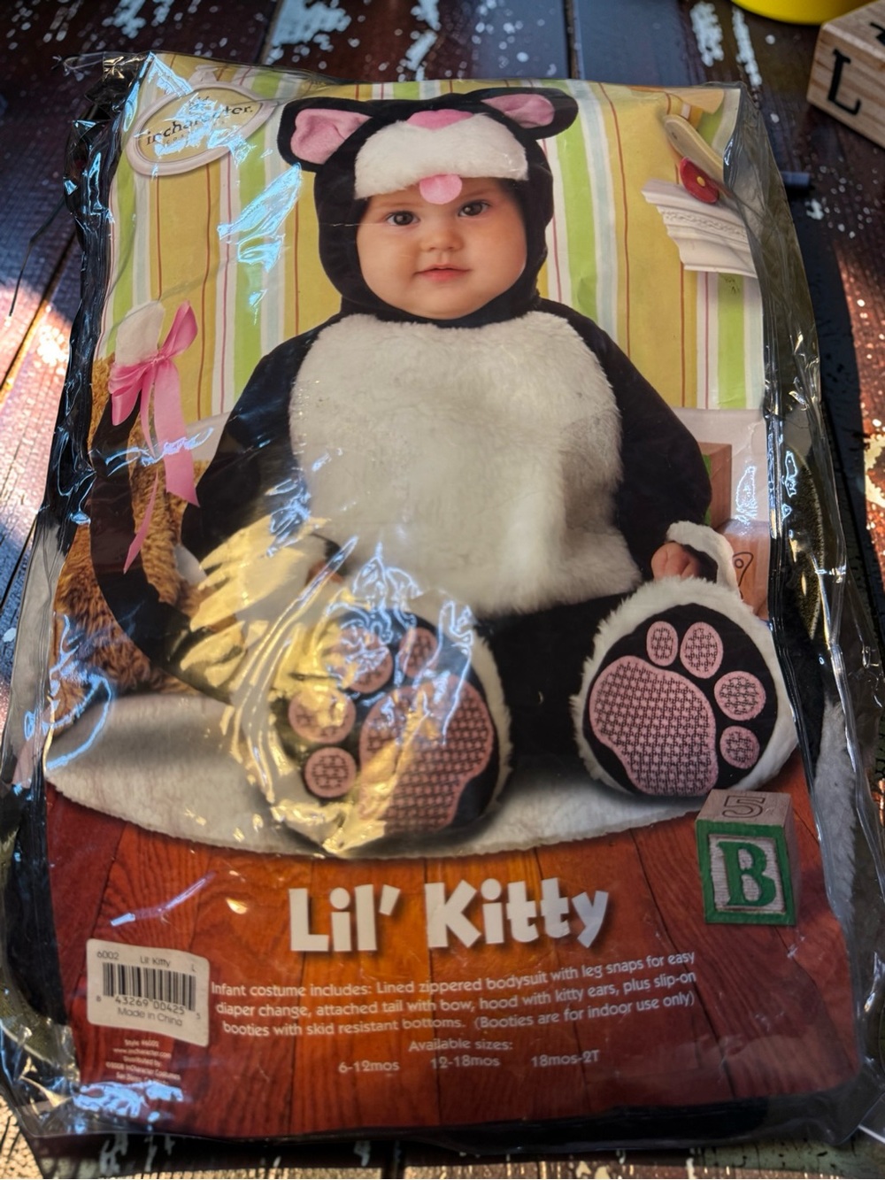 Lil' Kitty Infant Costume - Black and White Plush Bodysuit